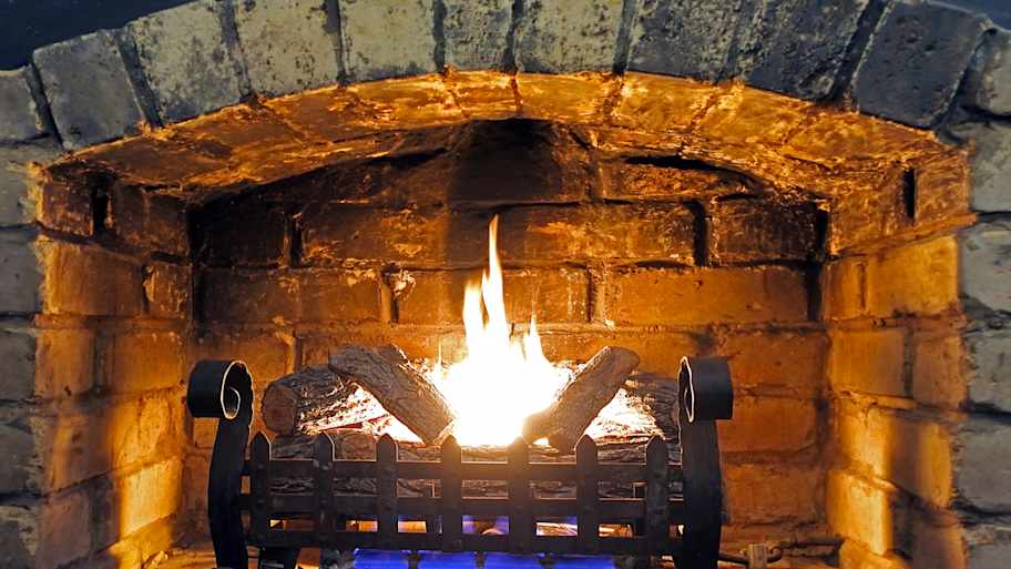 logs in fireplace