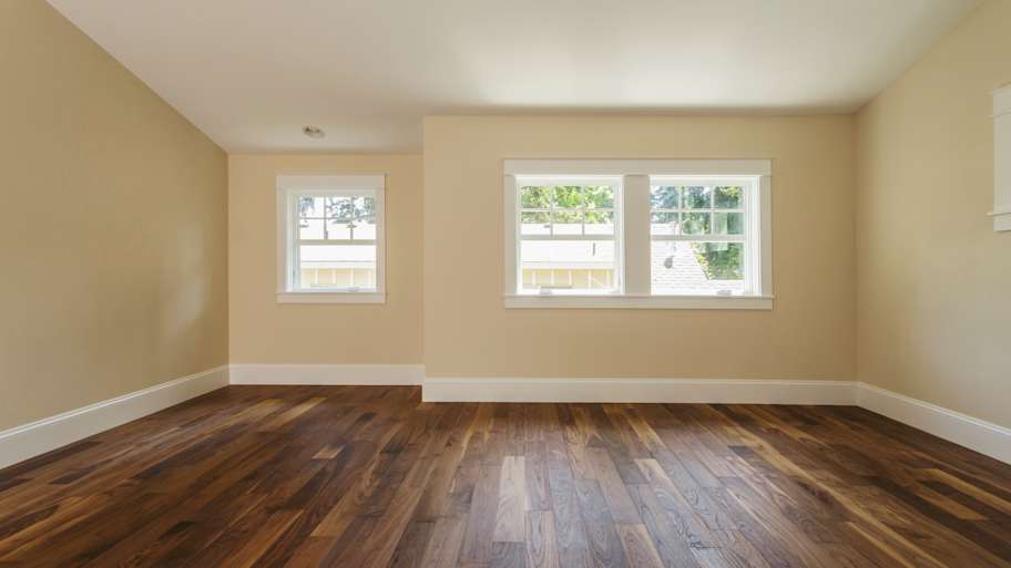 Wooden floor in empty bedroom