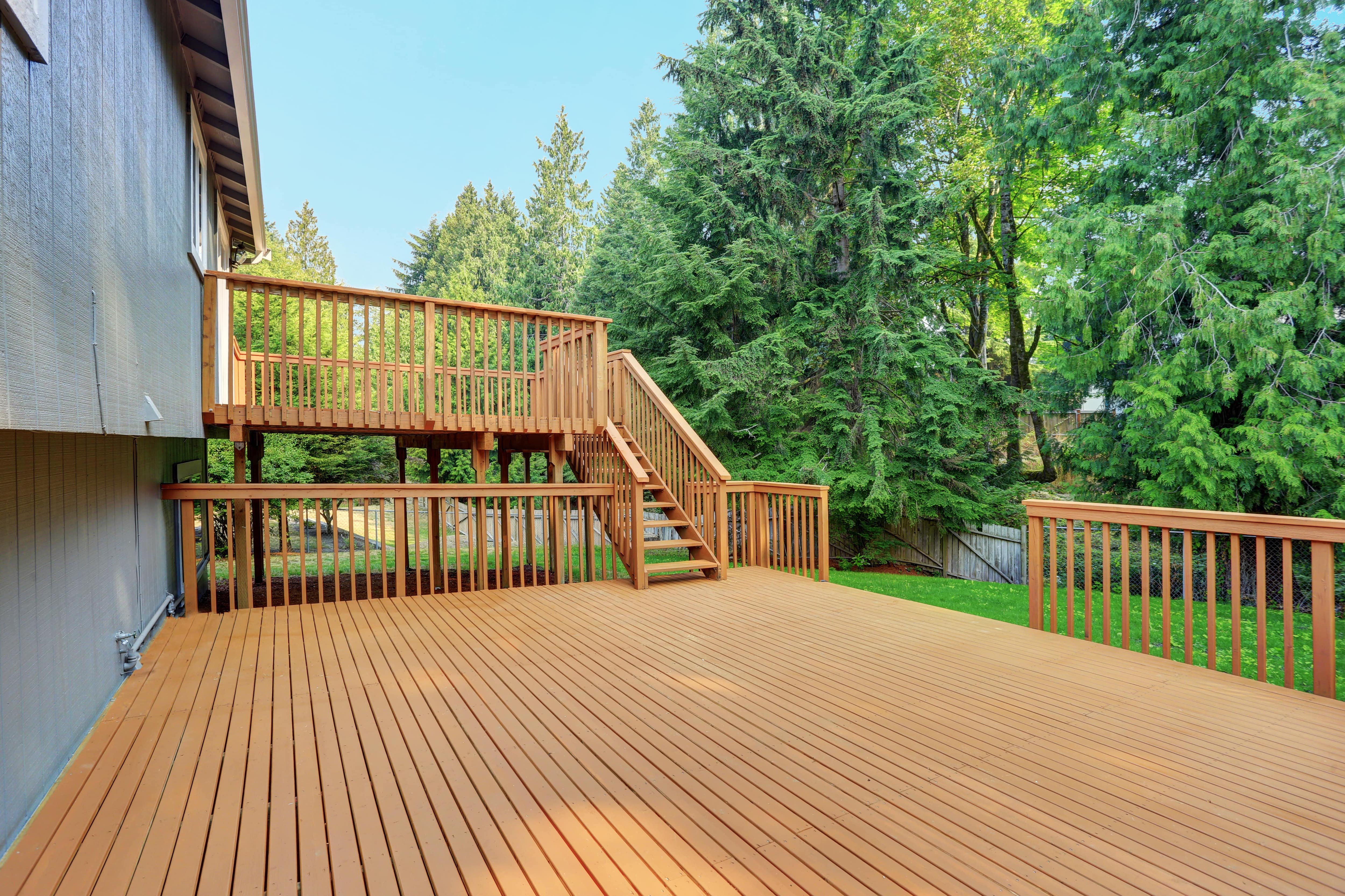 Multi-level deck in backyard