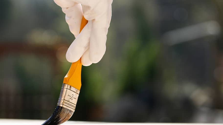 Painter painting wooden surface