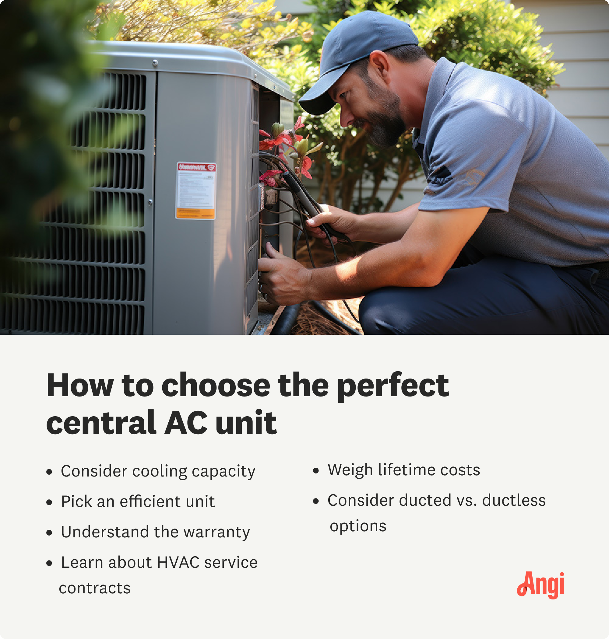 6 tips to choose the perfect central AC Unit, including understanding the warranty