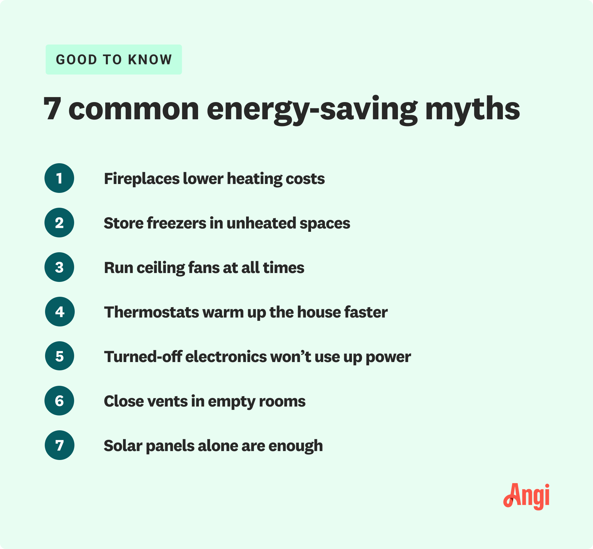 7 common energy-saving myths, including running ceiling fans at all times