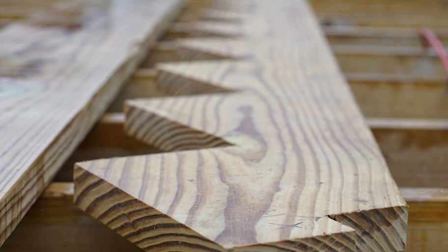 Wood cut into stair part