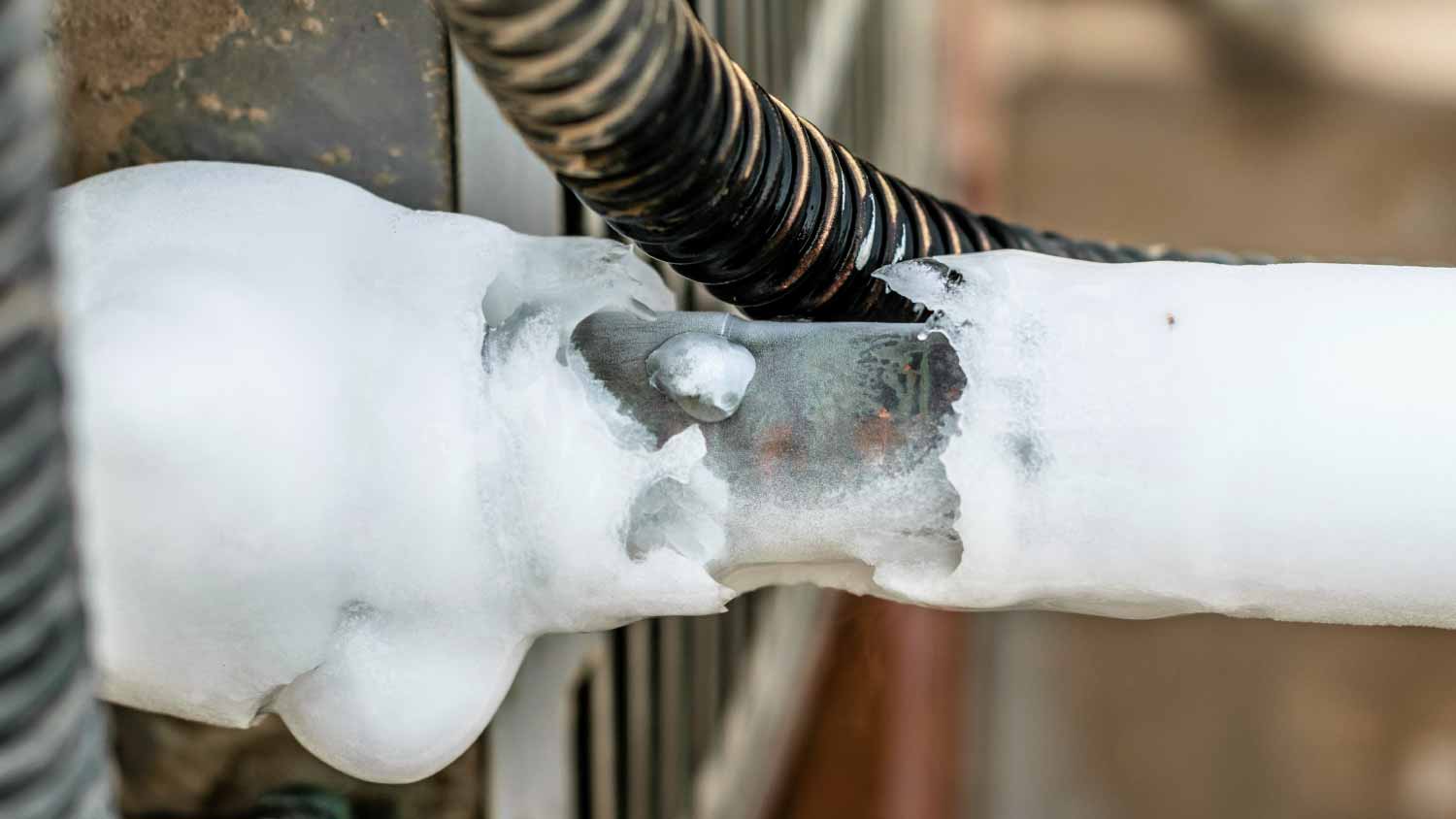 AC air pipes covered by snow