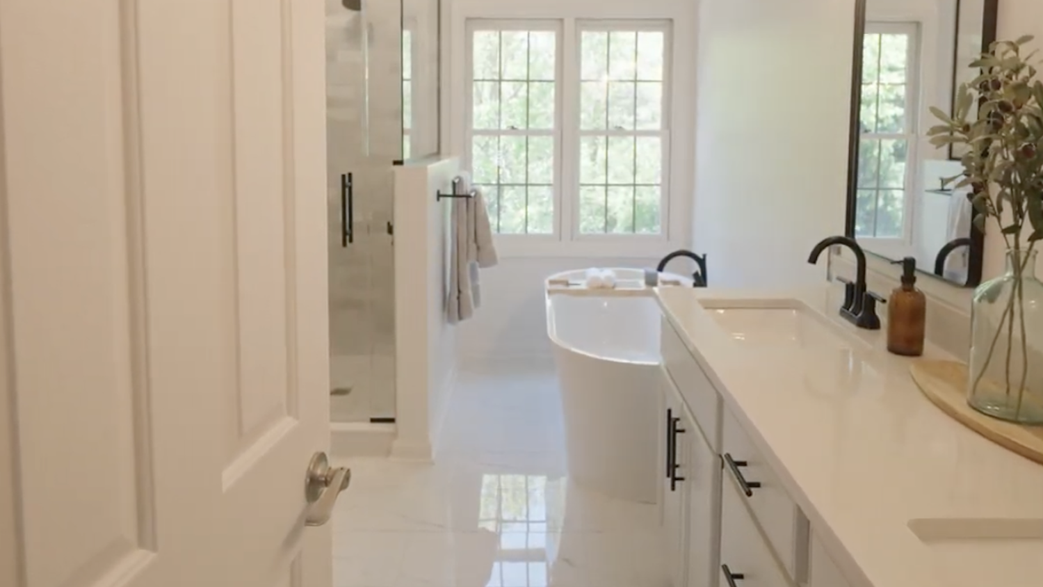Renovated bright white bathroom