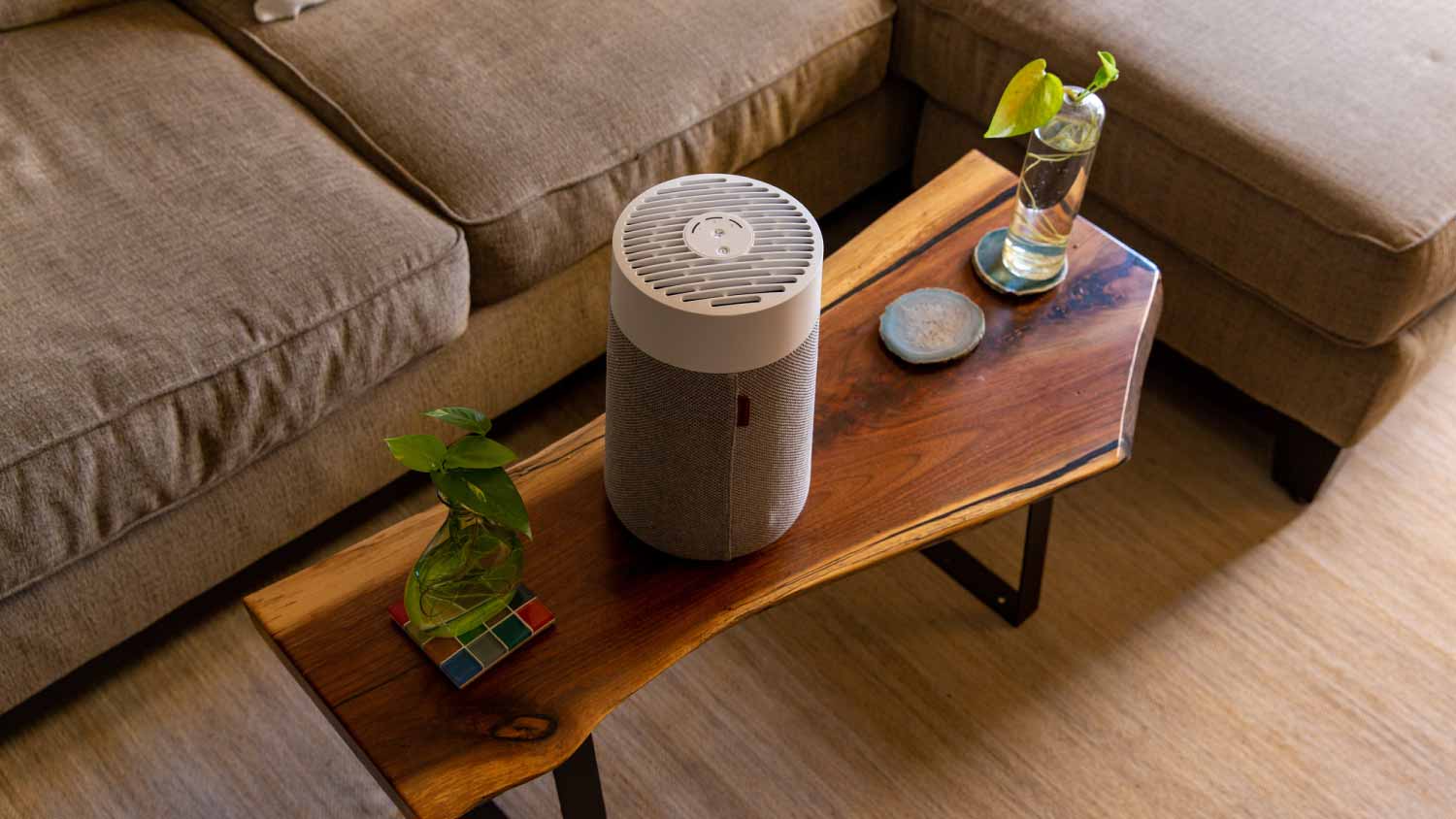 Air purifier in clean living room