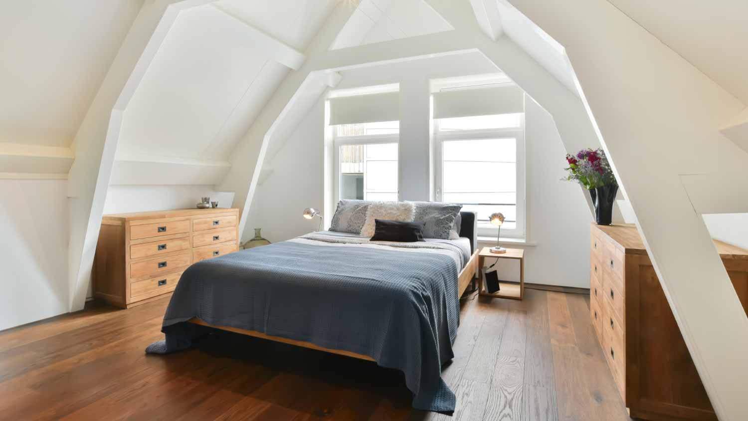 Attic bedroom interior