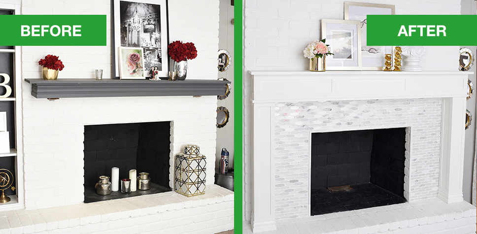 before and after fireplace makeover
