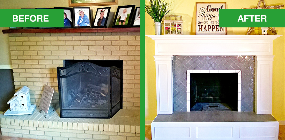 before and after fireplace makeover