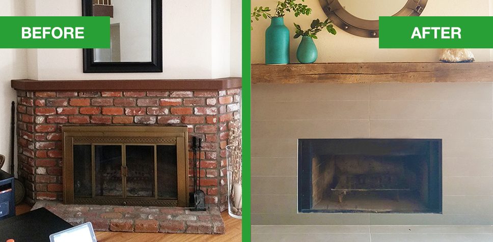 before and after fireplace makeover