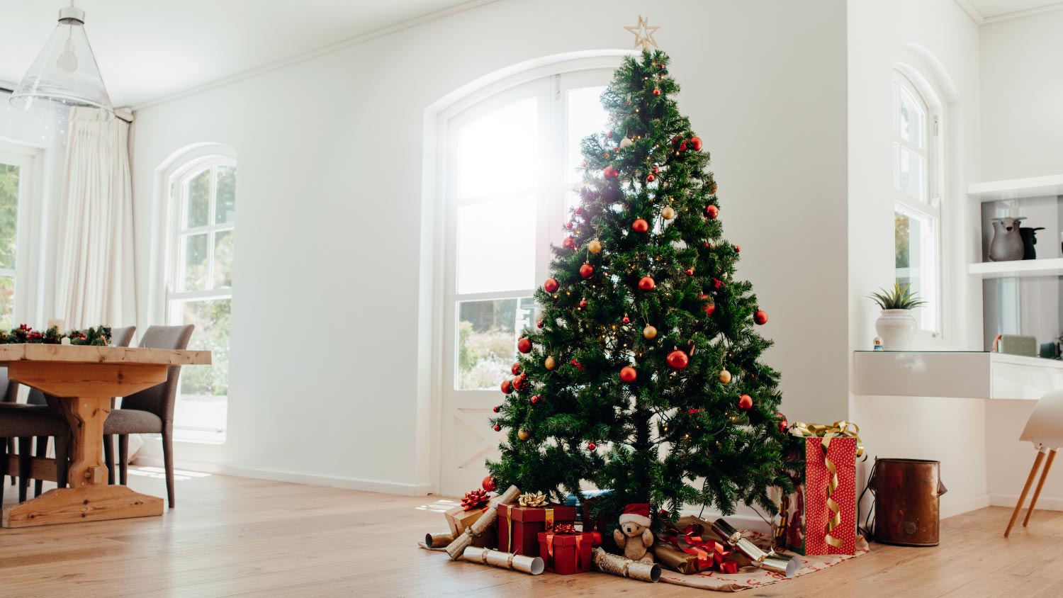 Beautifully decorated Christmas tree