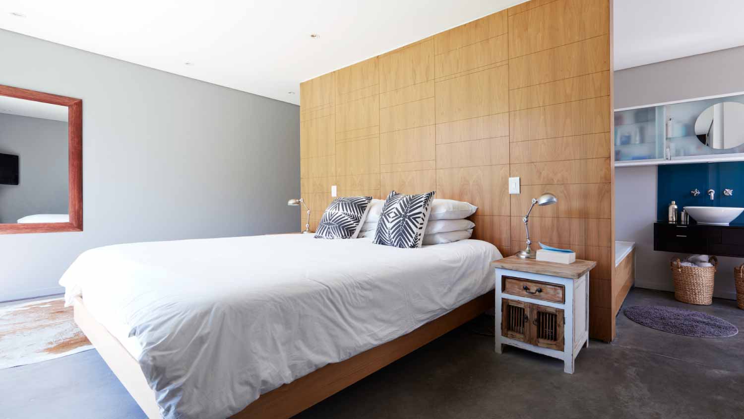 Bedroom with wall panel