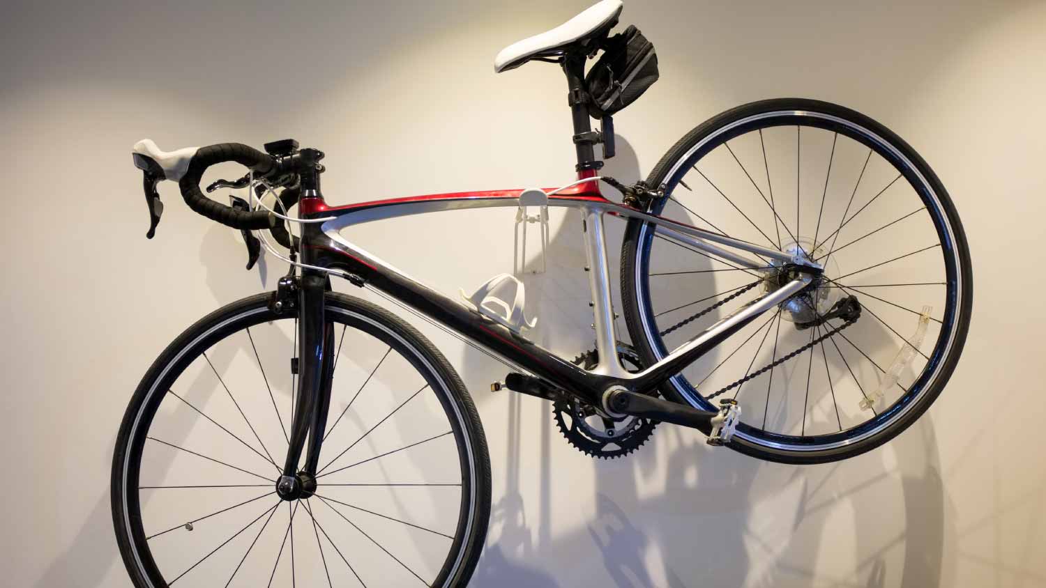 Bicycle hanged on wall