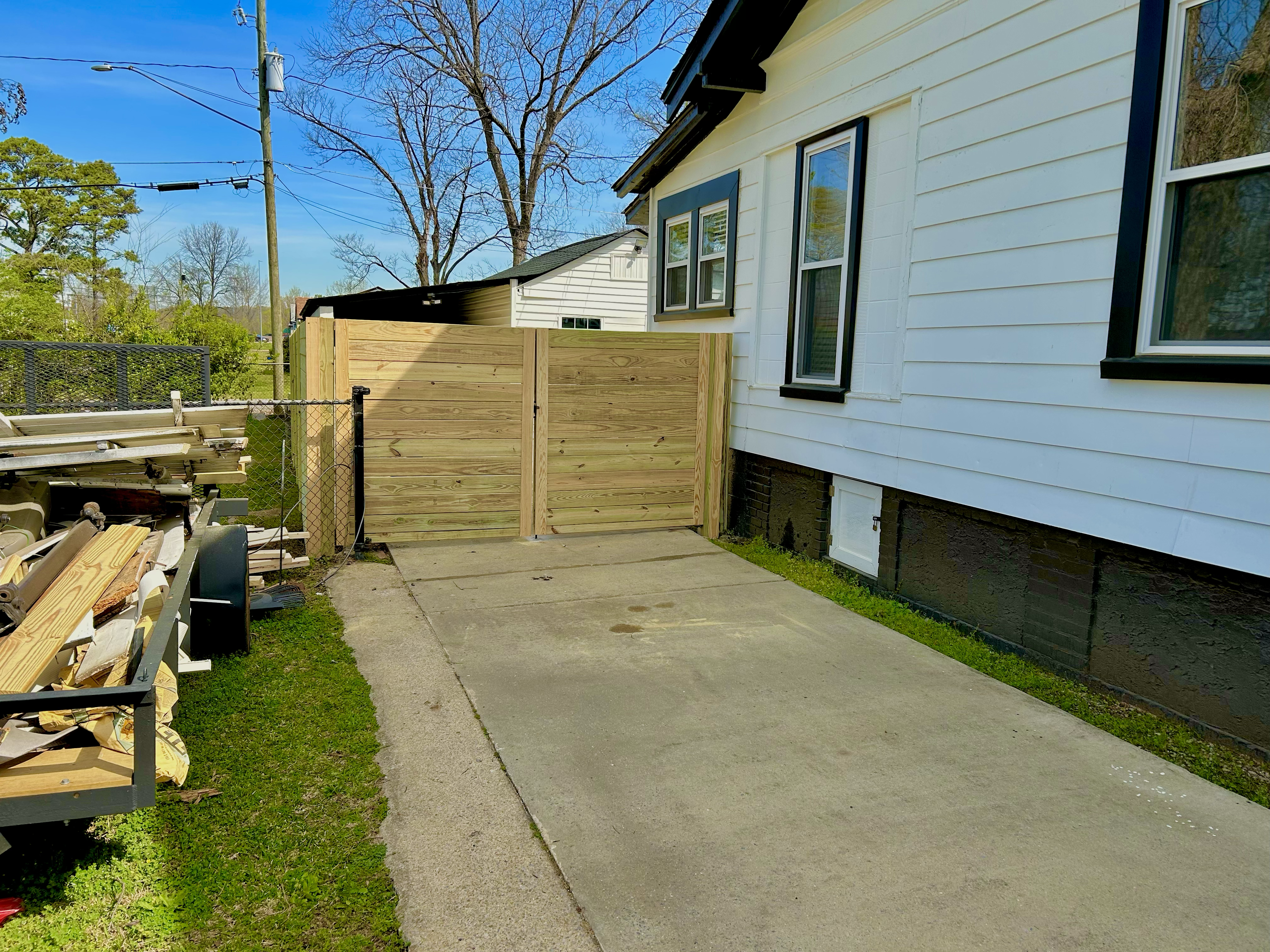 light colored wooden fence gate