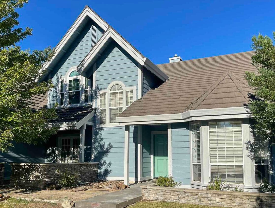 Blue house exterior