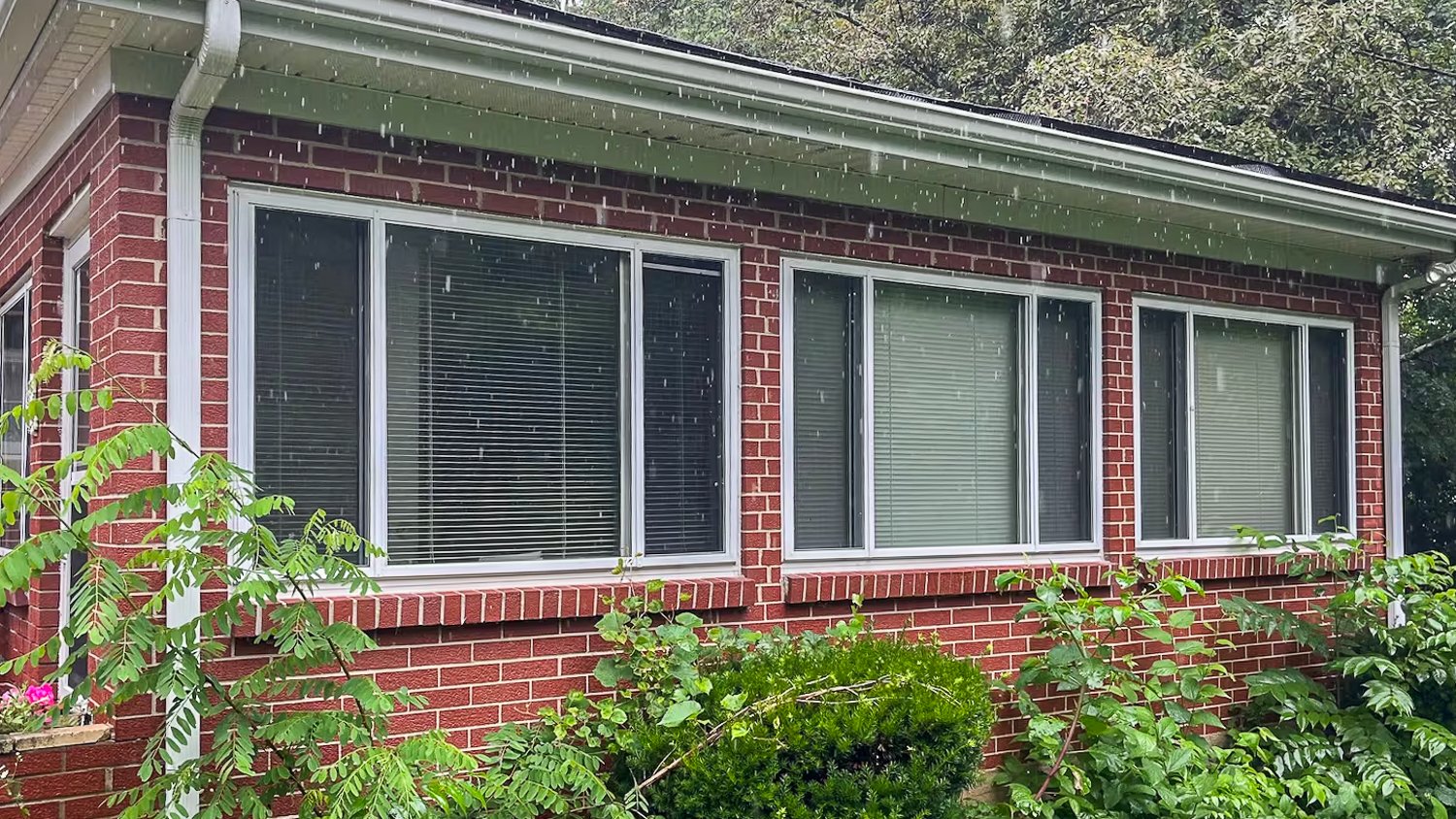 Brick house with white windows