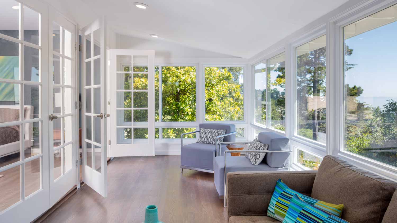 Bright solarium-style sunroom