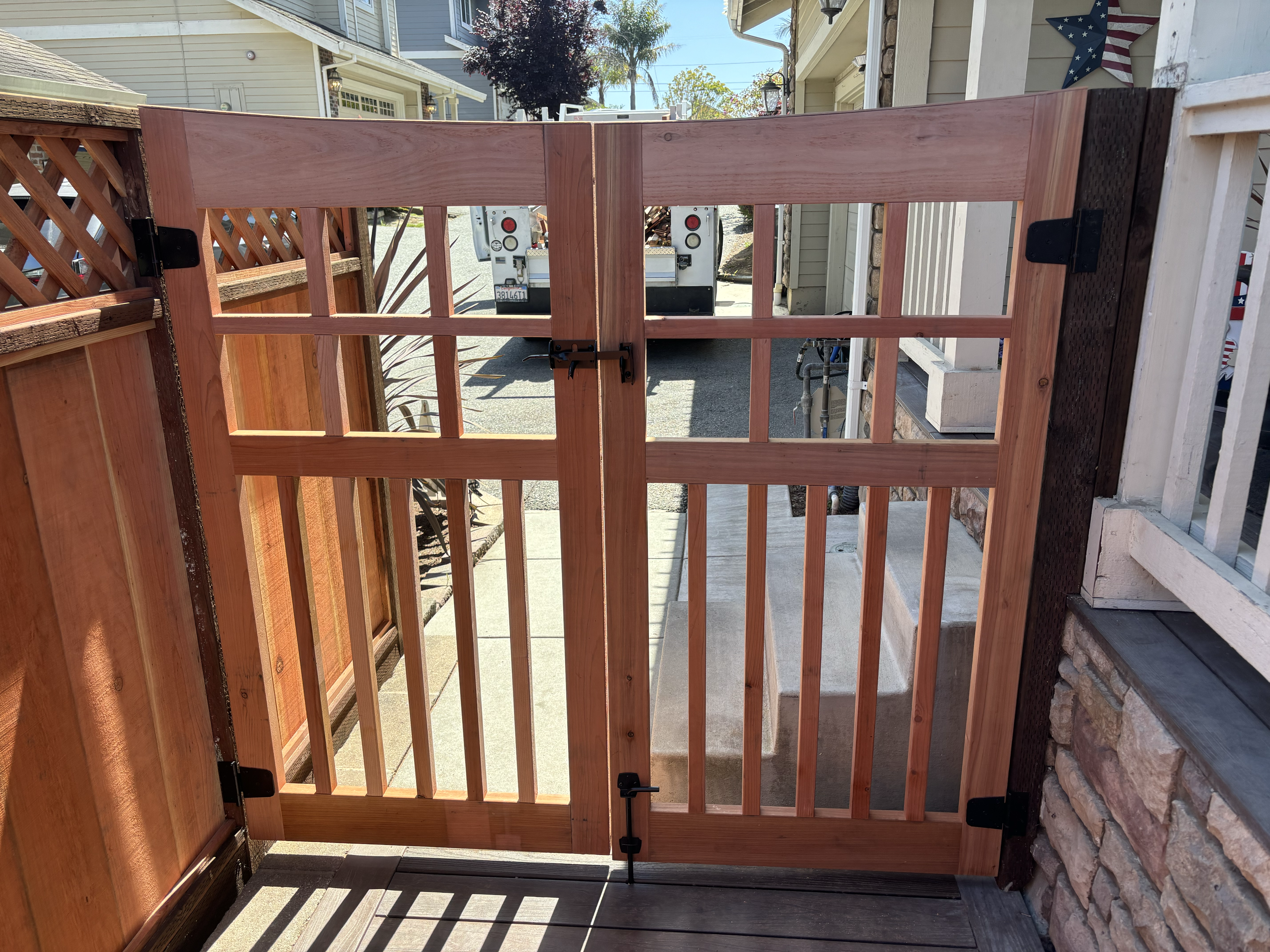 redwood fence gate