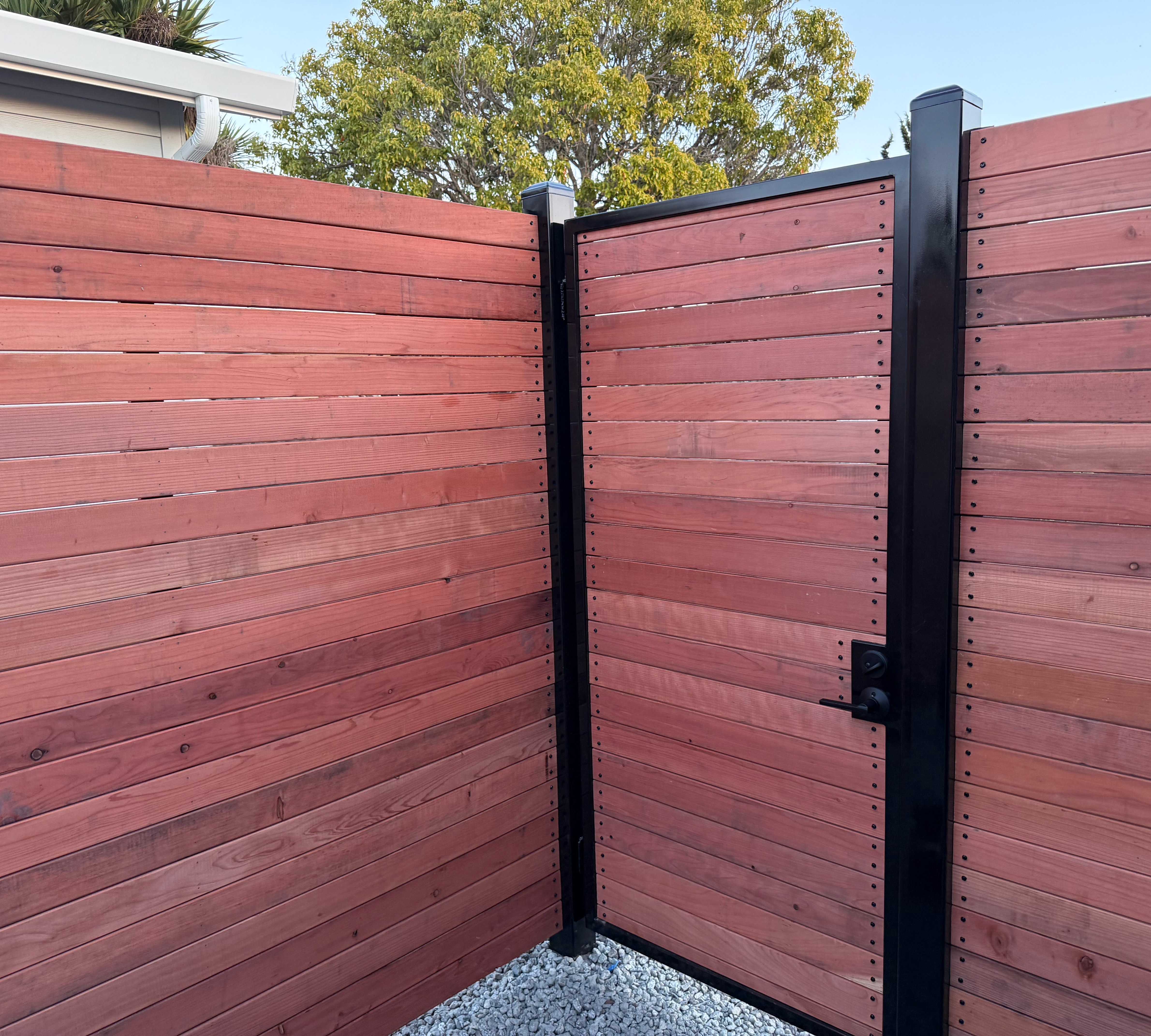 redwood fence door
