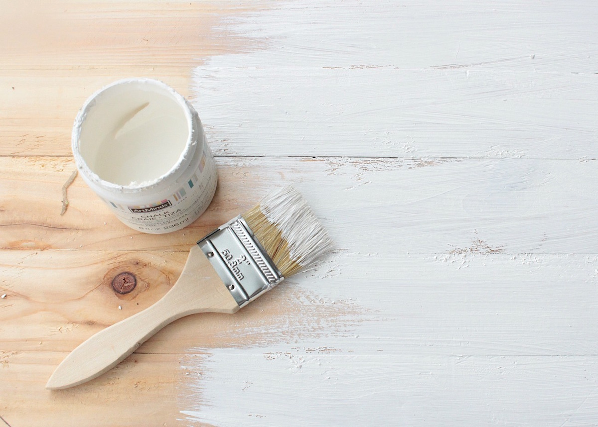 adding white chalk paint to custom wood sign