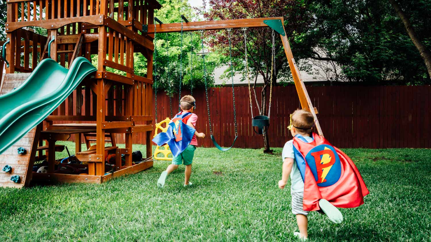 Children playing in the backyard