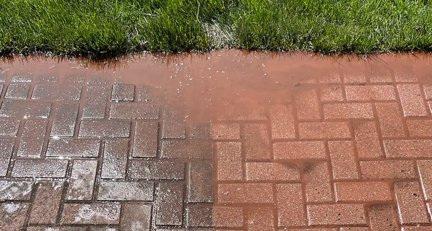 Cleaning process of brick pavers