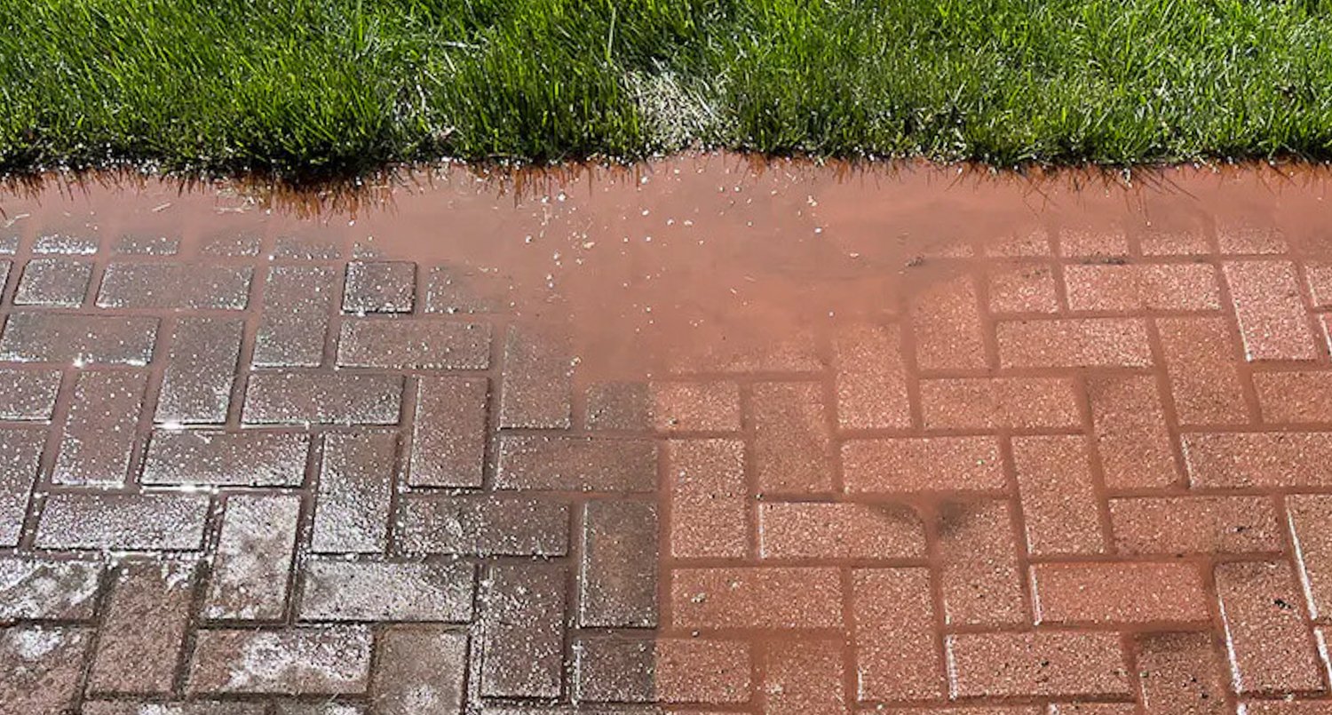 Cleaning process of brick pavers 