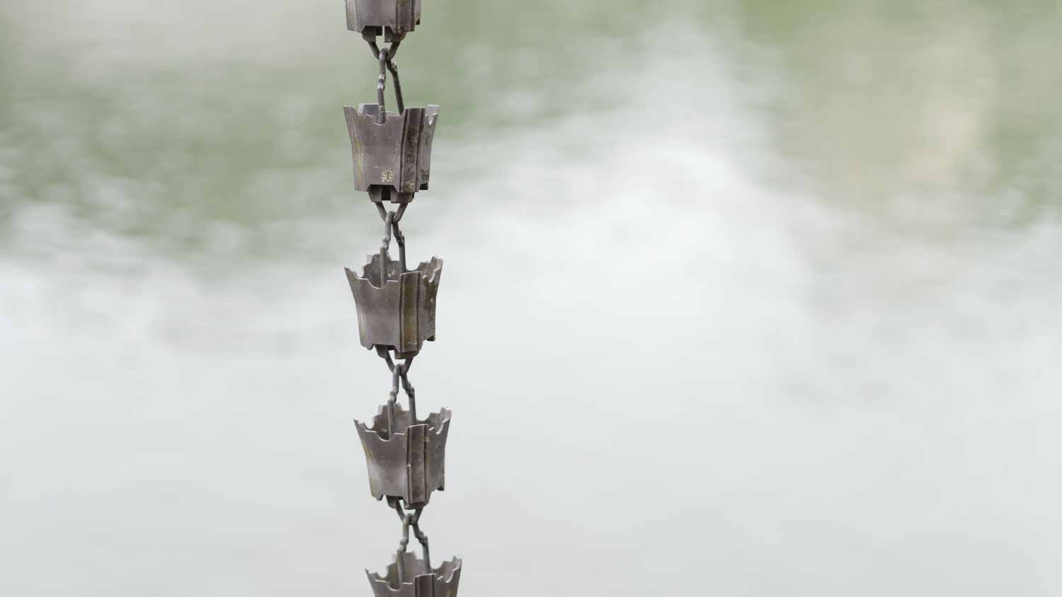 Close-up of Japanese rain chain