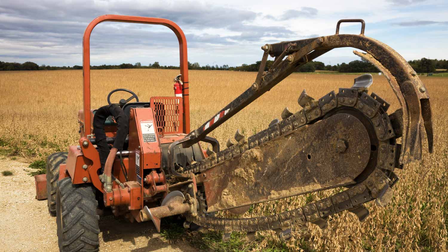 Close up of a trenching machine