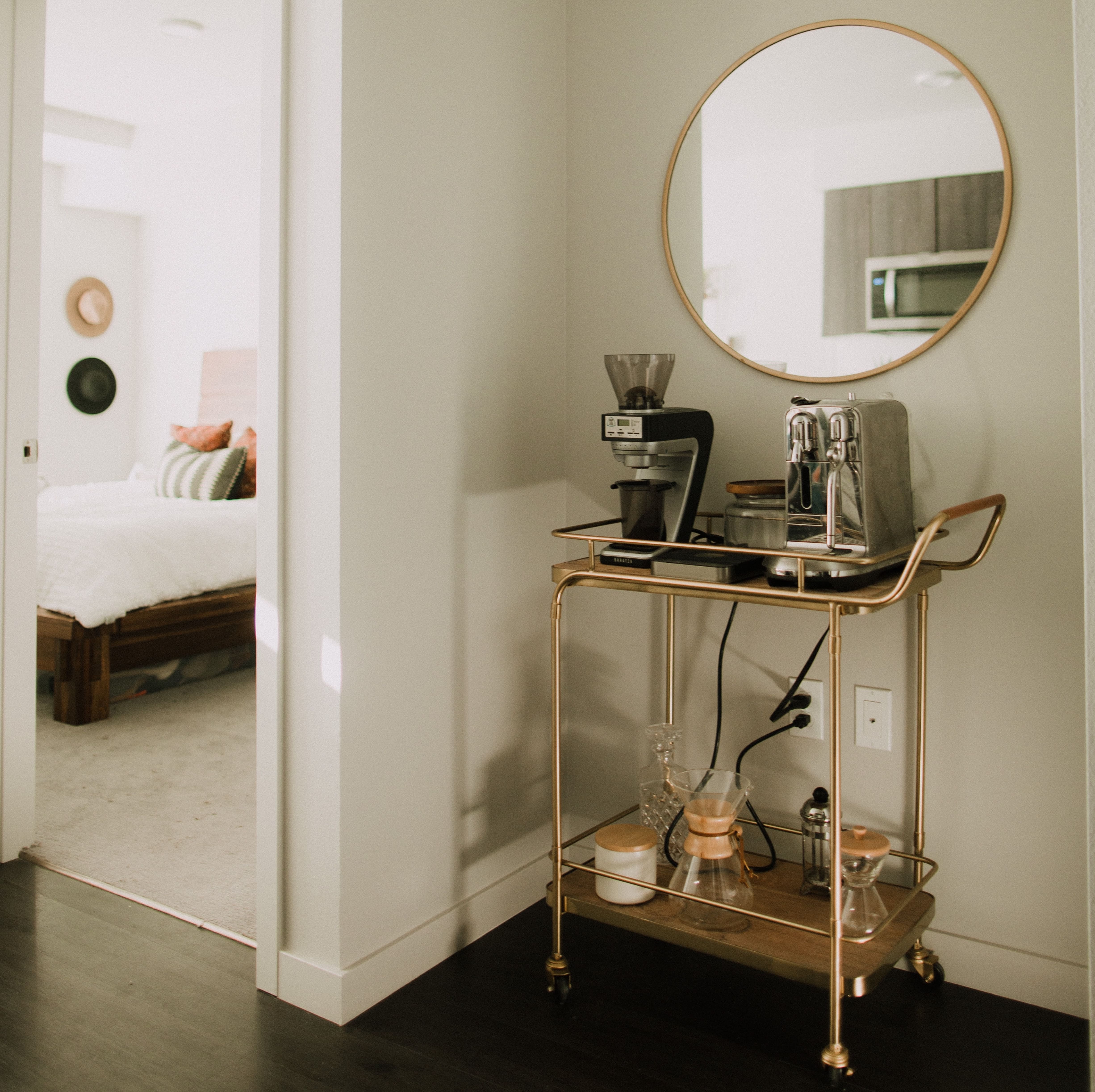 Bar cart coffee station