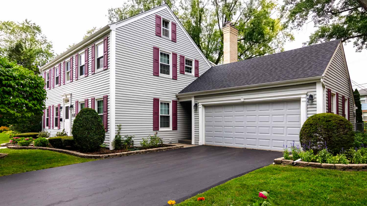 Colonial house with garden