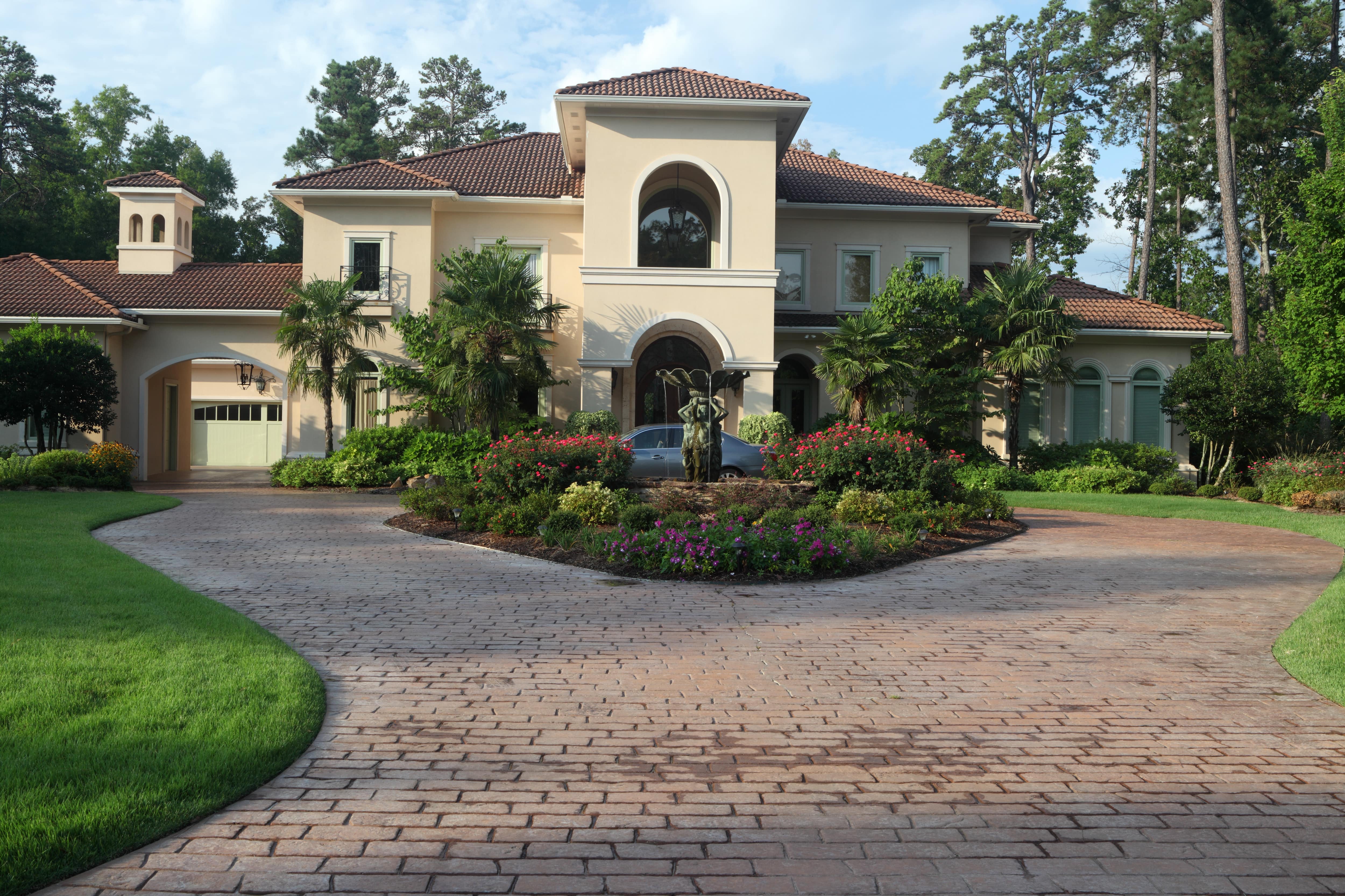 Brick paved driveway