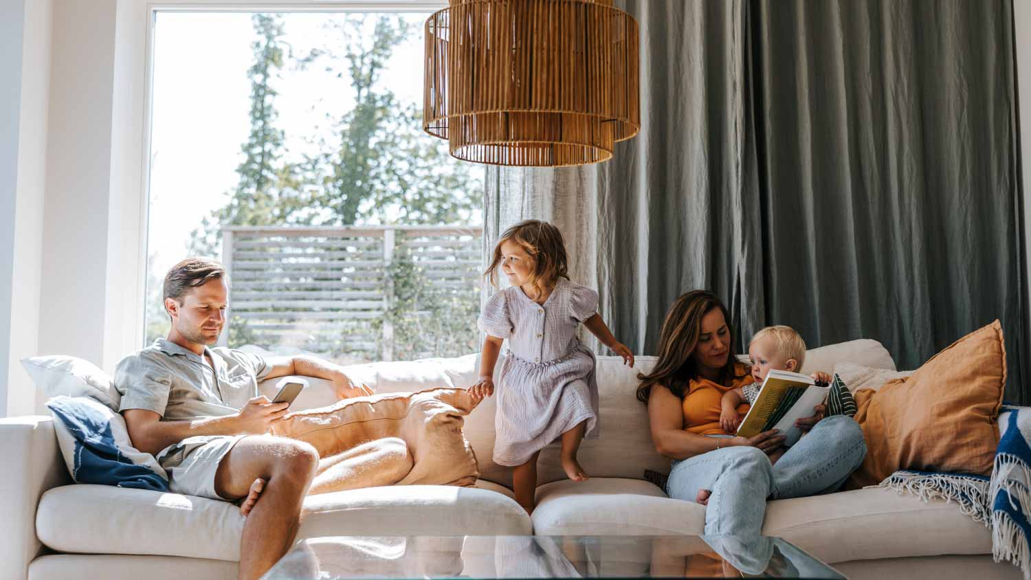 Family spending time together in the living room