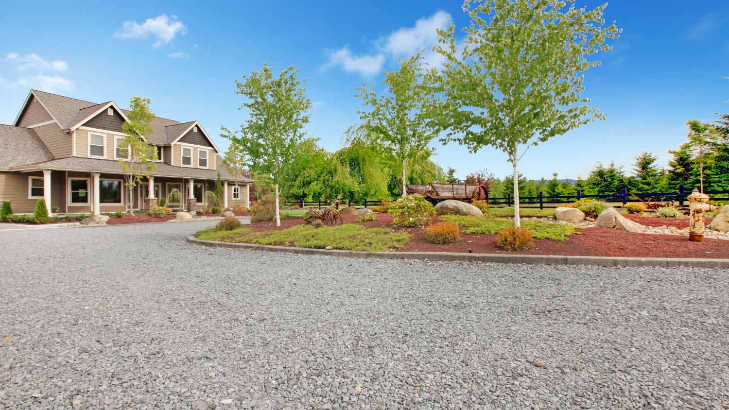 Farm House with Gravel Driveway