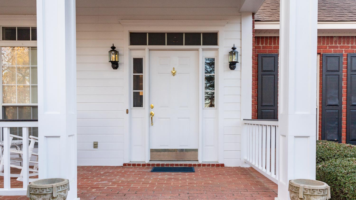 Front door and porch of a residential home