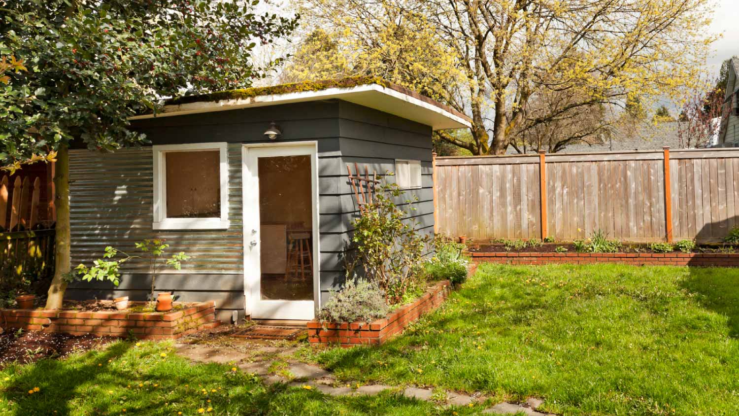 Garden shed in backyard