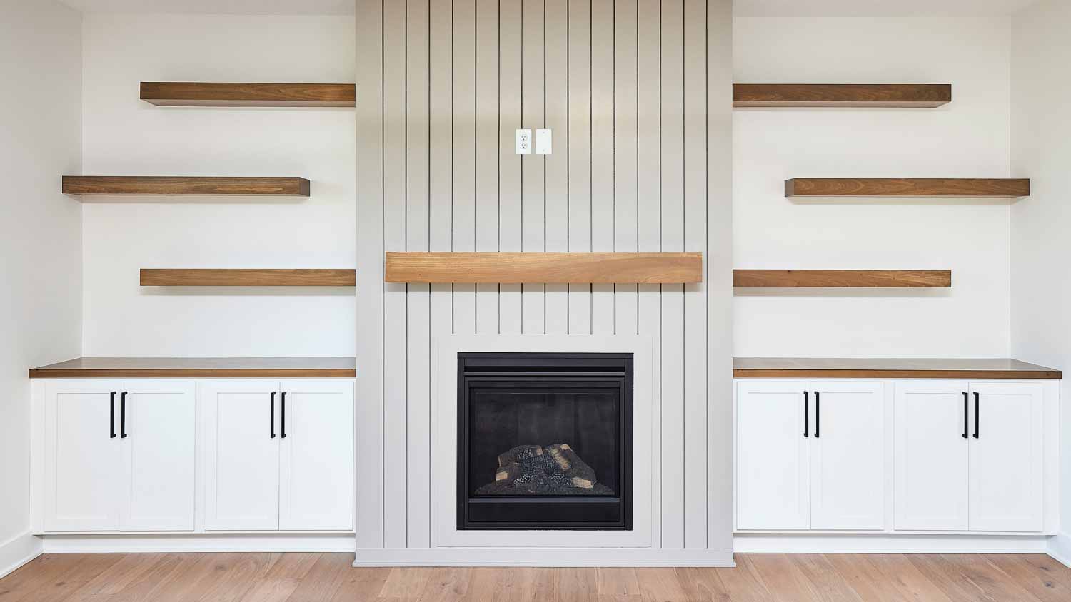 Gas fireplace in unfurnished house