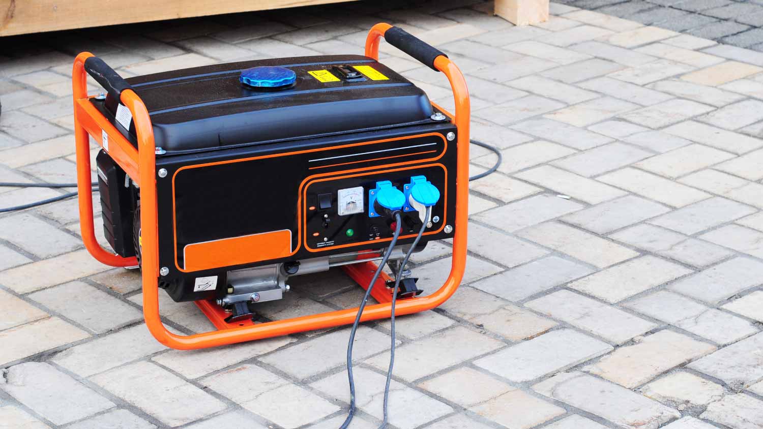 Gasoline portable generator on construction site