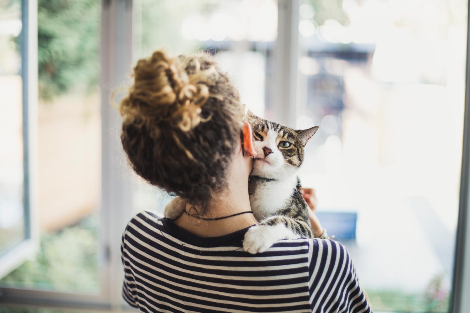 A girl holding her cute cat