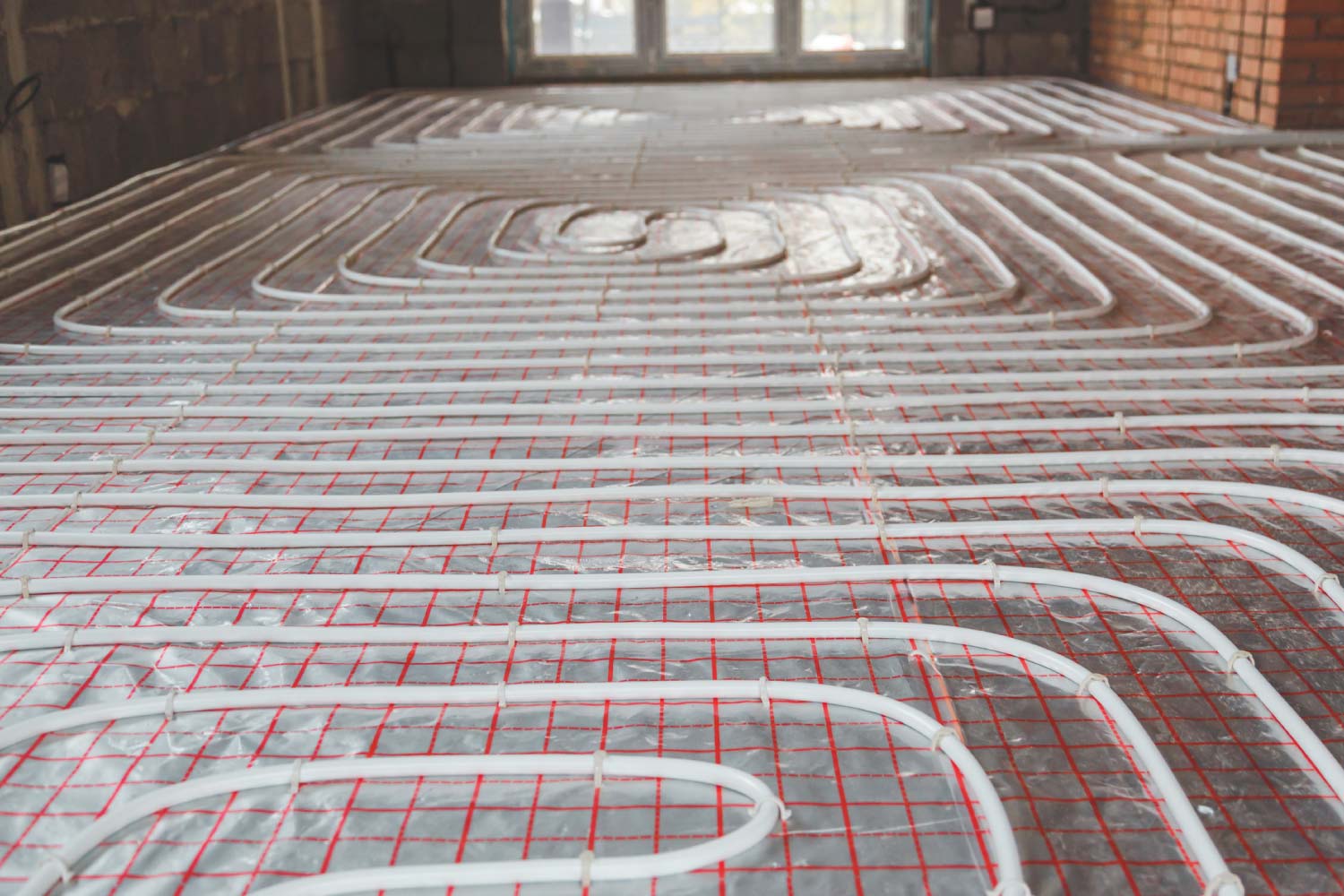 A close up of a heating system under construction building