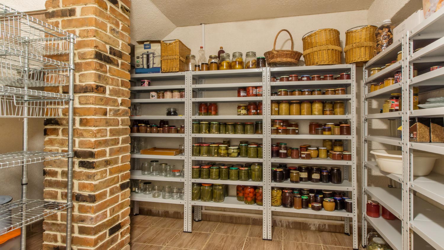 A home food storage room