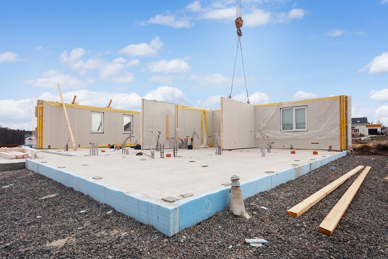 Home being built on concrete foundation