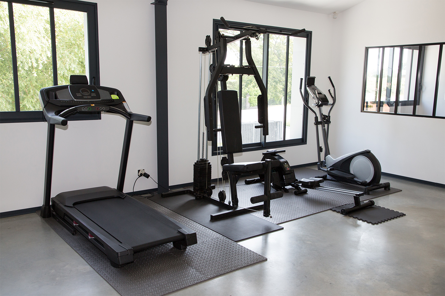 Home gym in the basement