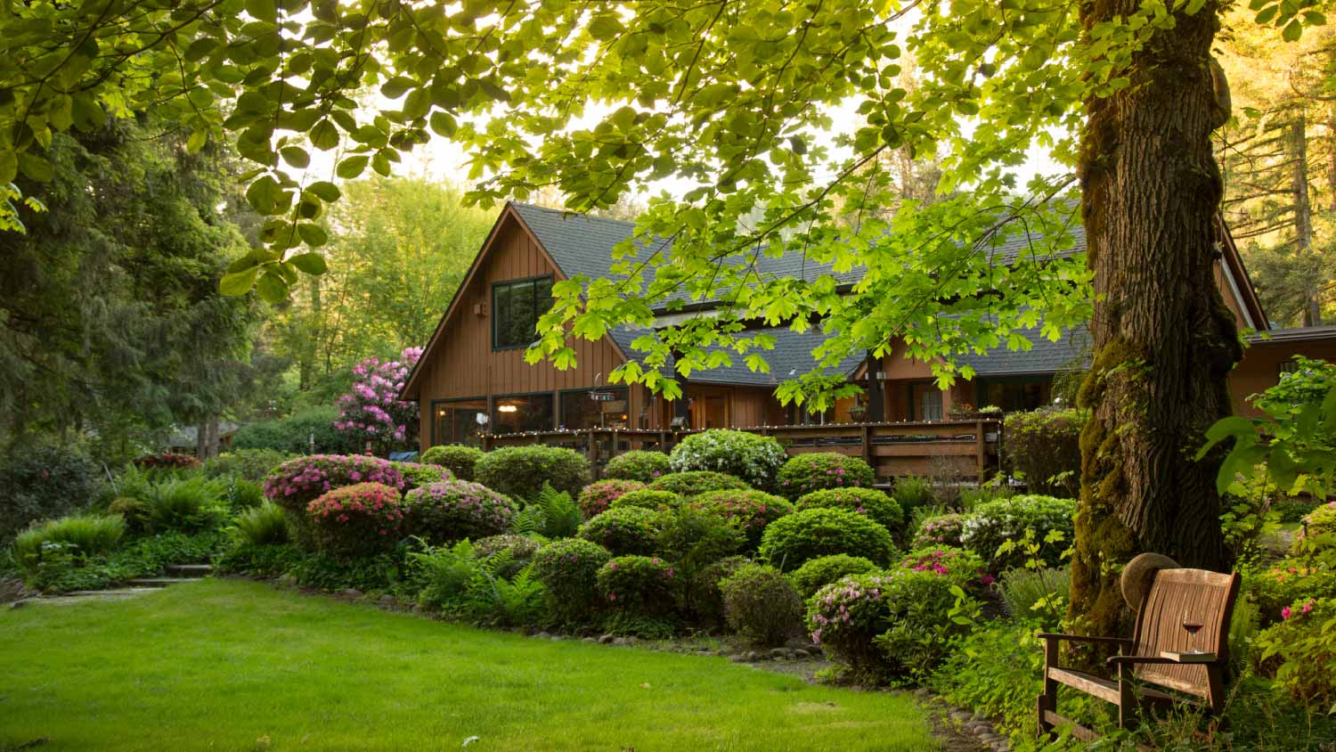 House with lush gardens