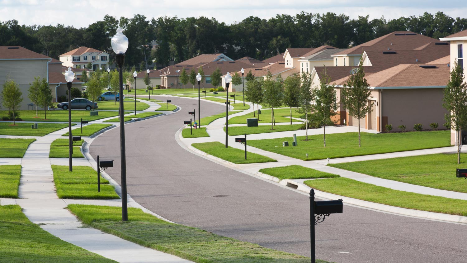 Houses on suburban block