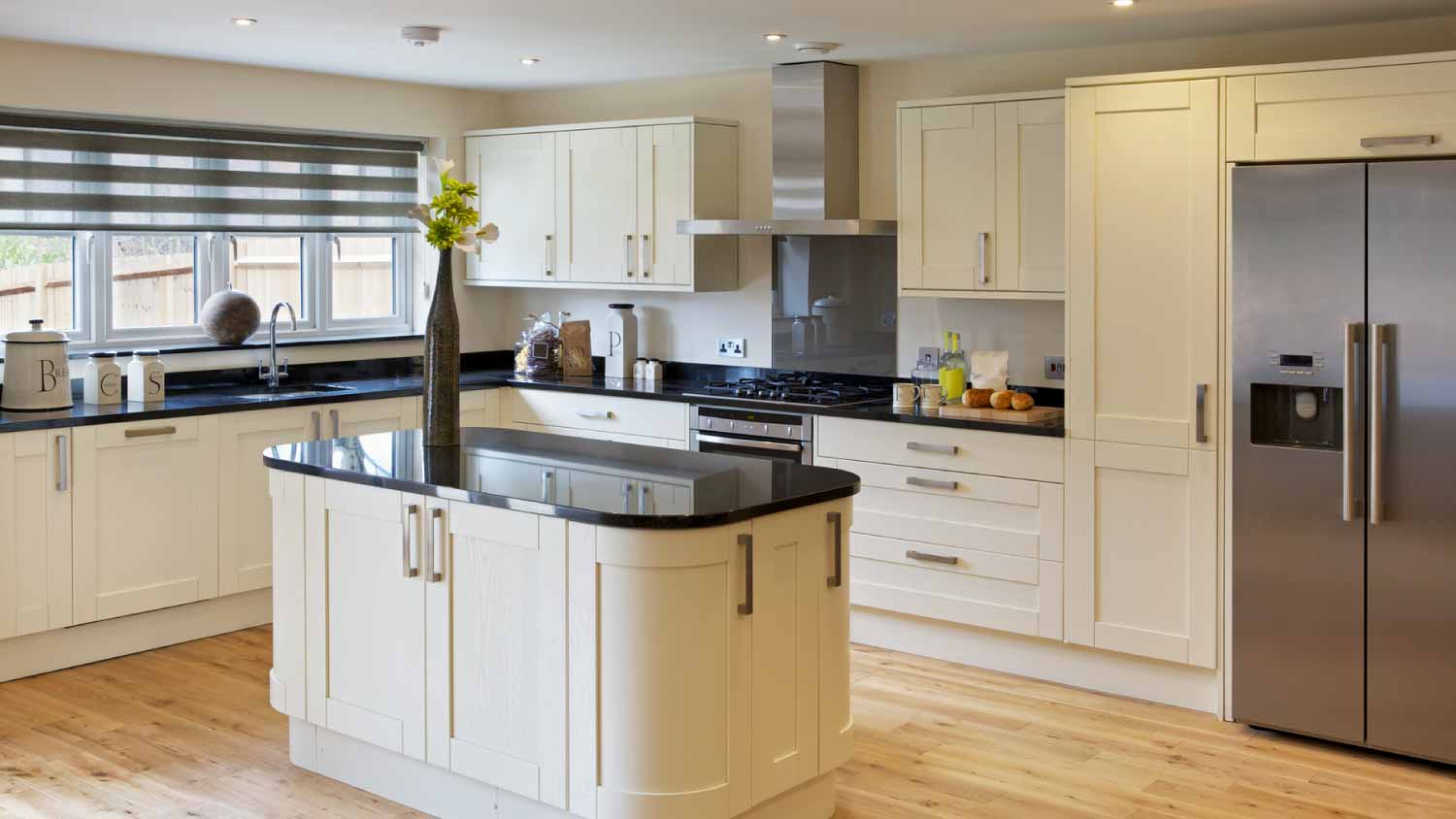 Kitchen with black granite