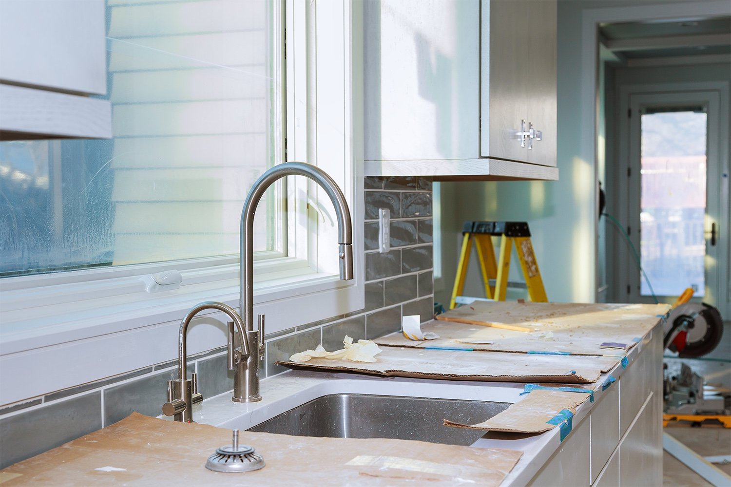 Kitchen counter being renovated