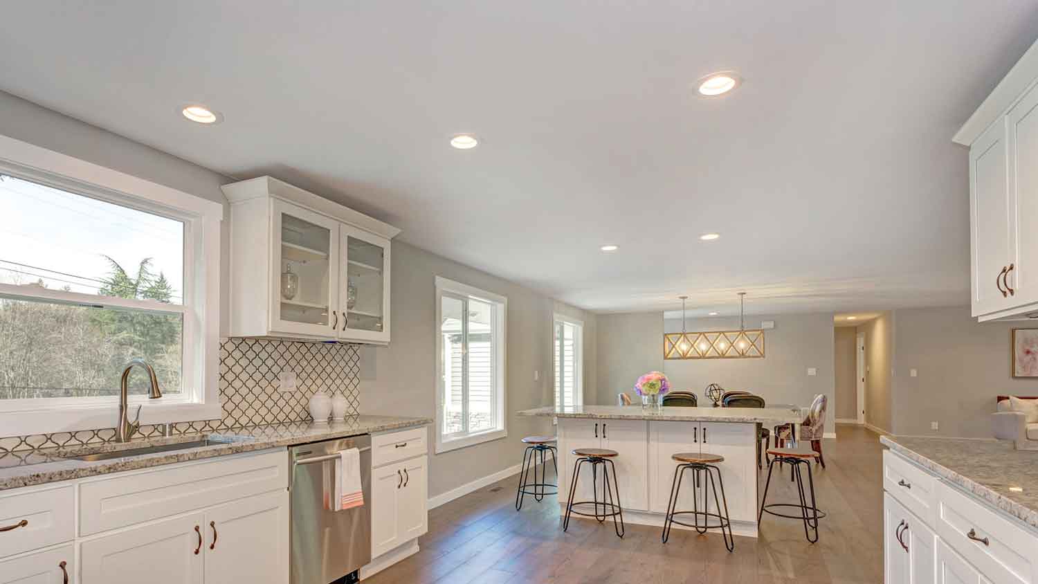 LED puck lights installed in the kitchen