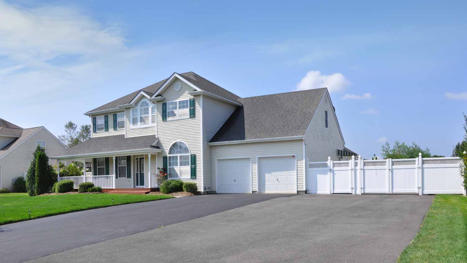 White House with Double Driveway