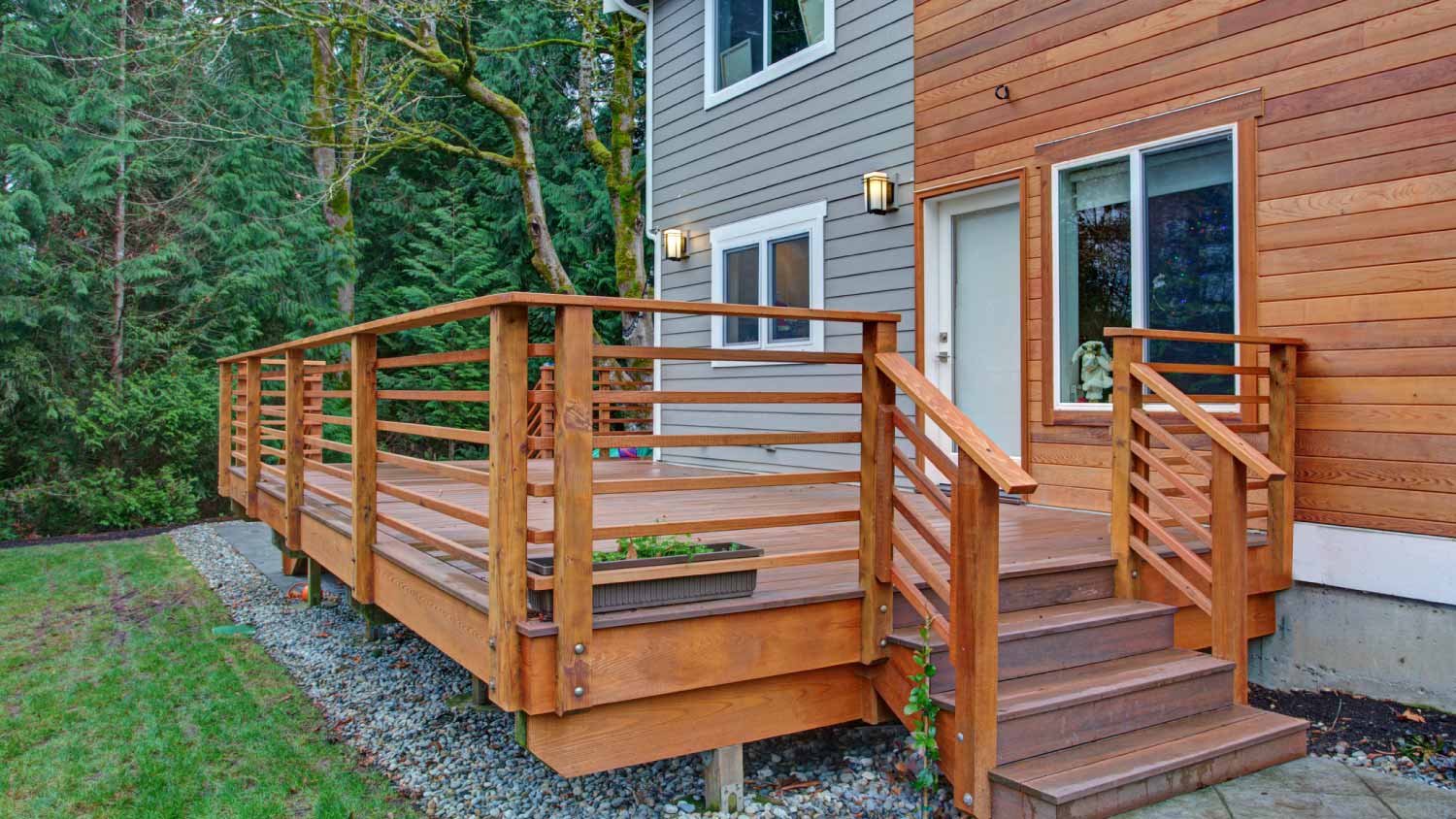 Large wooden deck